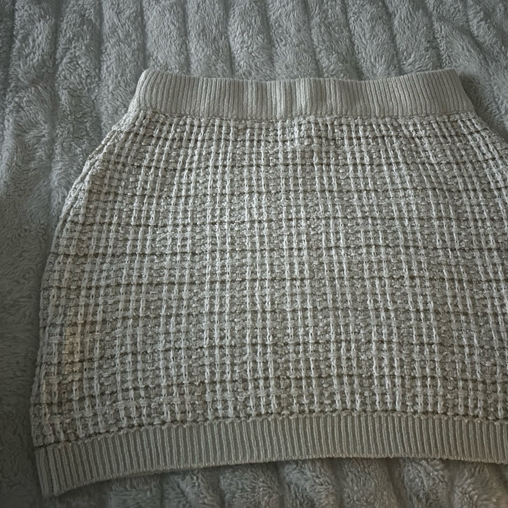 Francesca's Collections Textured Cream Mini Skirt
